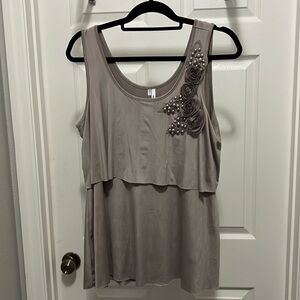 Dressy tank top with embellished shoulder detail